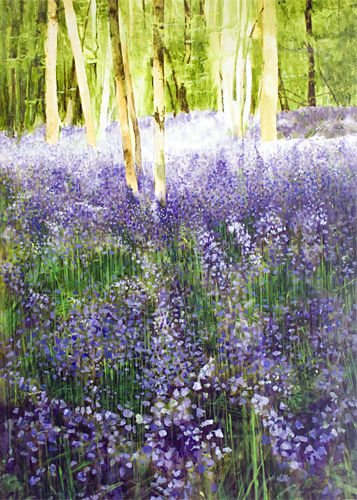 Bluebells, Ranmore Common painted by artist Trevor Heath