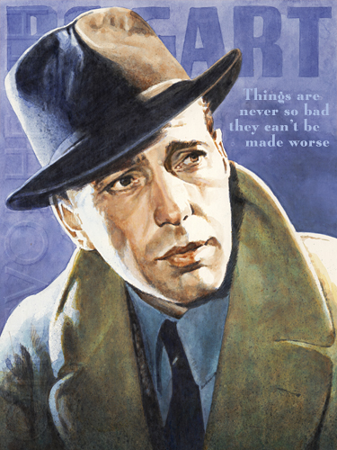 Portrait of Humphrey Bogart original print by pop artist Trevor Heath