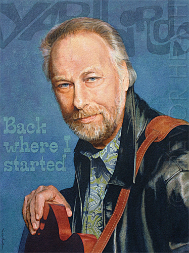Portrait of Yardbirds guitarist Chris Dreja painted by pop artist Trevor Heath