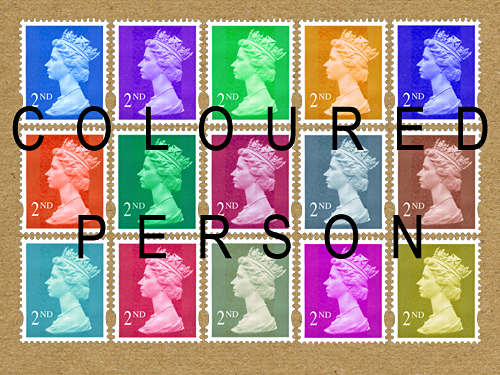 Coloured person, a digital image comment created by pop artist Trevor Heath