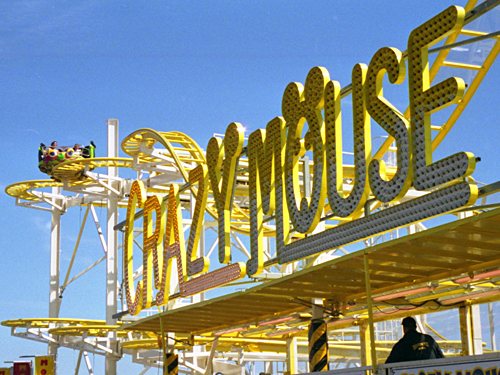 The  Crazy Mouse ride on Brighton Pier photographed by pop artist Trevor Heath