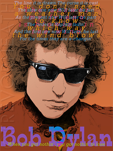 Portrait of Bob Dylan, an original digital print by pop artist Trevor Heath
