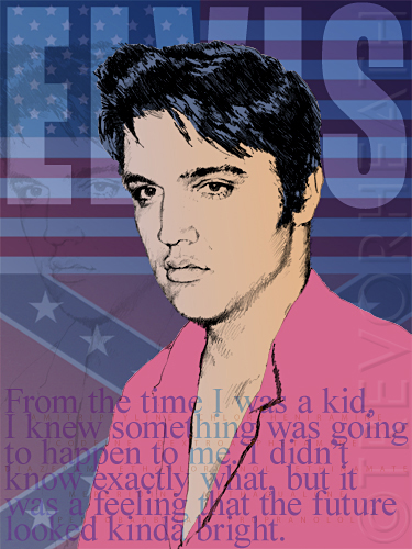 Portrait of Elvis Presley, Elvis future, original print by pop artist Trevor Heath