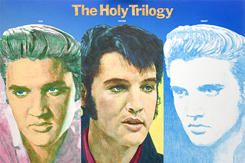 Three Portraits of Elvis Presley, The Holy Trilogy, painted by pop artist Trevor Heath