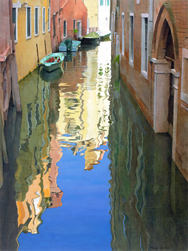 Oil painting of Rio de San Zaninovo, Venice by artist Trevor Heath