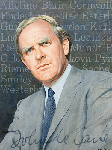 A portrait of John le Carré painted by pop artist Trevor Heath