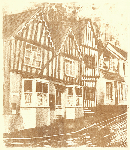 Lavenham Post Office litho print by Trevor Heath