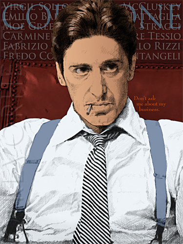 Portrait of Al Pacino as Michael Corleone original print by pop artist Trevor Heath