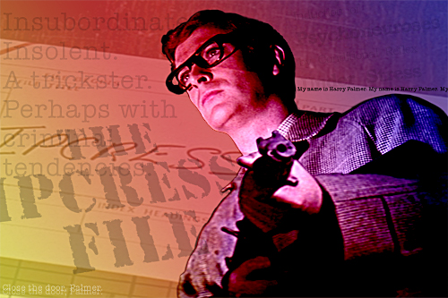 The Ipcress File, a digital image portrait of Michael Caine as Harry Palmer by pop artist Trevor Heath