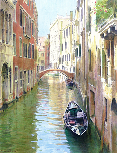 Acrylic painting of Ponte de la Fava, Venice by Trevor Heath also available as a limited edition digital print