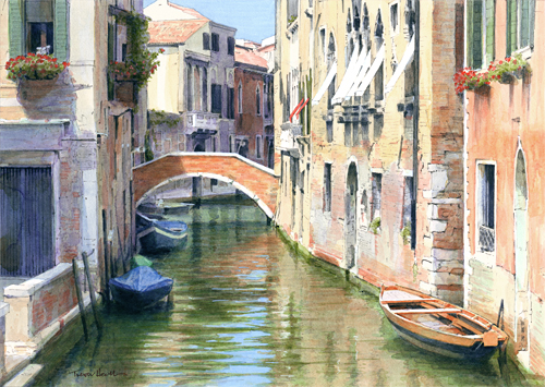 Acrylic painting of Ponte de la Grana, Venice by Trevor Heath also available as a limited edition digital print