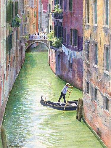 Acrylic painting of Ponte de le Pignate, Venice by Trevor Heath also available as a limited edition digital print