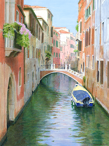 Acrylic painting of Ponte Malpaga, Venice by Trevor Heath also available as a limited edition digital print