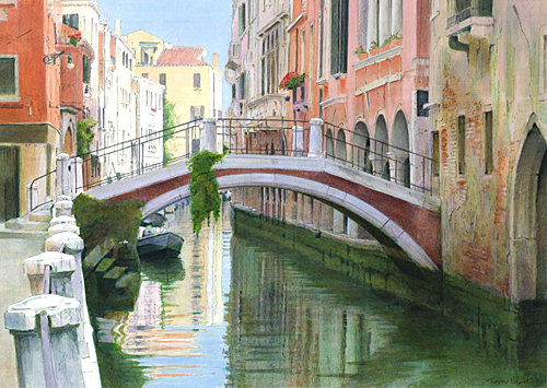 Acrylic painting of Ponte Ubaldo Belli, Venice by Trevor Heath also available as a limited edition digital print