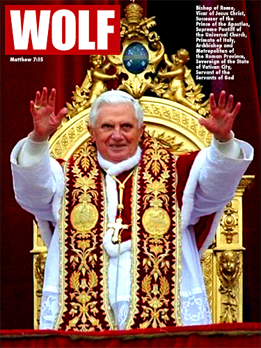 Wolf, a digital image of Pope Benedict XVI created by pop artist Trevor Heath