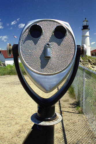 Binoculars at Portland Head Light, Maine, USA photographed by pop artist Trevor Heath