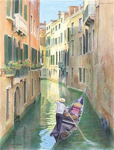 Acrylic painting of Rio de San Moisè, Venice by Trevor Heath also available as a limited edition digital print