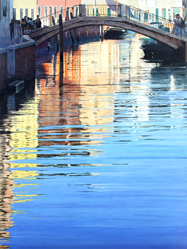 An oil painting of Ponte San Trovaso, Venice by artist Trevor Heath
