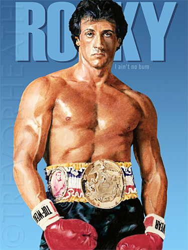 Portrait of Sylvester Stallone as Rocky Balboa original print by pop artist Trevor Heath