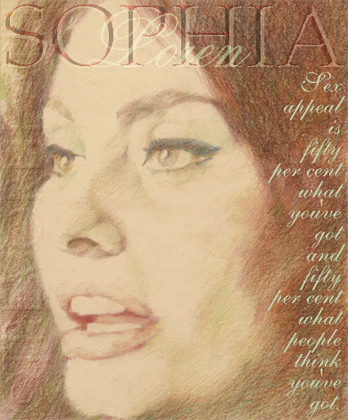 Sophia, a portrait of Sophia Loren painted by pop artist Trevor Heath available as an original limited-edition fine art digital print