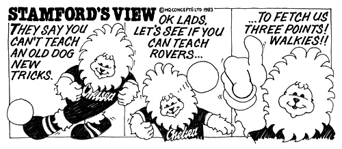 A cartoon of Stamford the lion, the Chelsea Football Club mascot created by Trevor Heath