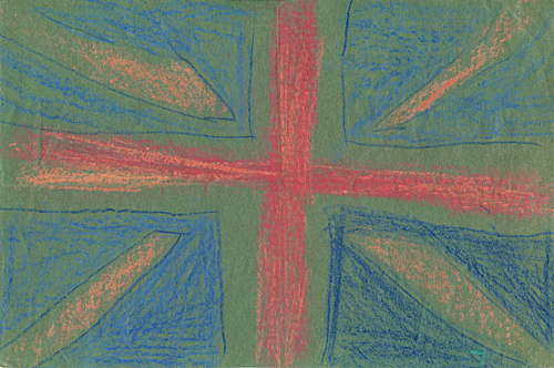 Union Jack drawn by pop artist Trevor Heath aged six