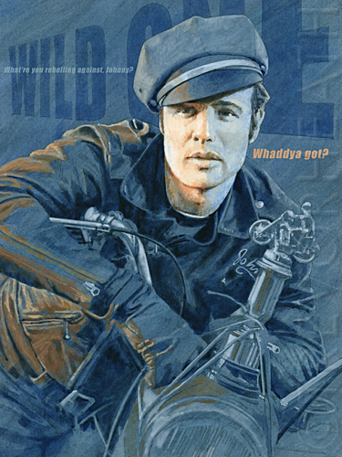 Portrait of Marlon Brando in the Wild One original print by pop artist Trevor Heath