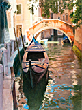 Oil painting of Traghetto on Rio San Toma, Venice by artist Trevor Heath