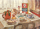 Breakfast painted by artist Trevor Heath