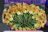Courgettes in a market, Venice photographed by artist Trevor Heath