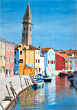Oil painting of Fondamenta della Pescheria, Burano, Venice by artist Trevor Heath