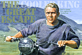 An original portrait print of Steve McQueen as Virgil Hilts in The Great Escape by pop artist Trevor Heath