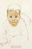 A portrait of Karen drawn by artist Trevor Heath