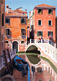 Oil painting of Ponte delle Turchette, Venice by artist Trevor Heath