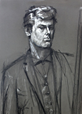 Self-portrait on black painted by artist Trevor Heath
